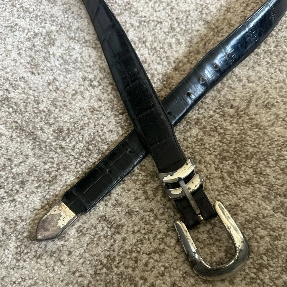 Onyx by Brighton Black Leather Belt 42 (19403)